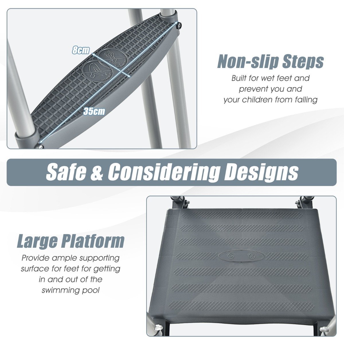 Above Ground Pool Ladder with Removable Steps for 122 CM Wall Height
