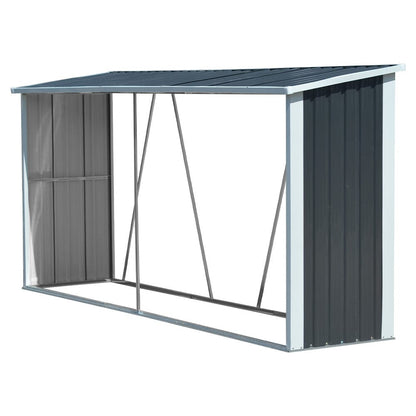 10.9 ft W Metal Garden Storage Shed for Firewood Tools Green/Black