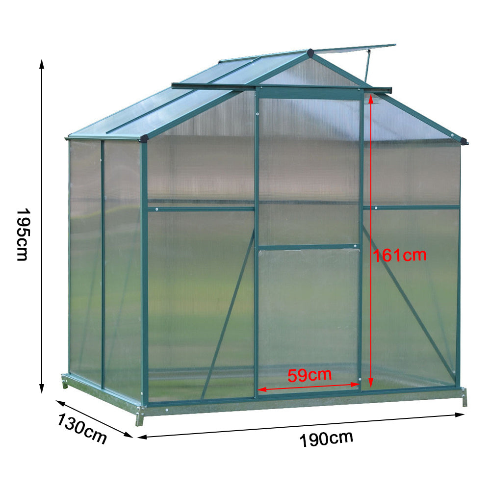 4' x 6' ft Garden Greenhouse Green Framed with Vent