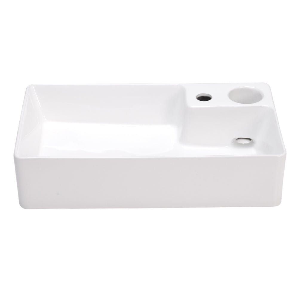 58cm W Bathroom Ceramic White Square Sink