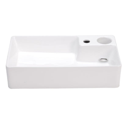 58cm W Bathroom Ceramic White Square Sink