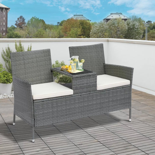 2-Seater Rattan Companion Chair - Black, Brown or Grey