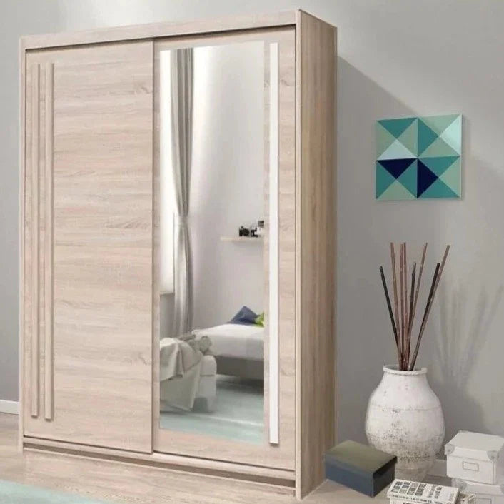 React Sliding Door Wardrobe 150cm - Oak Sonoma