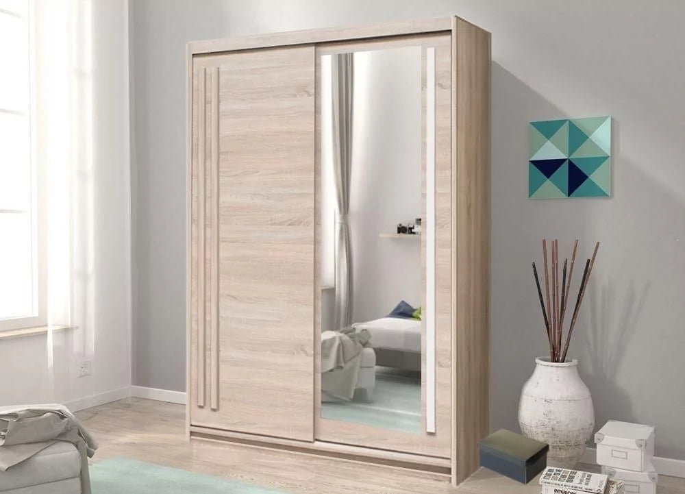 React Sliding Door Wardrobe 150cm - Oak Sonoma