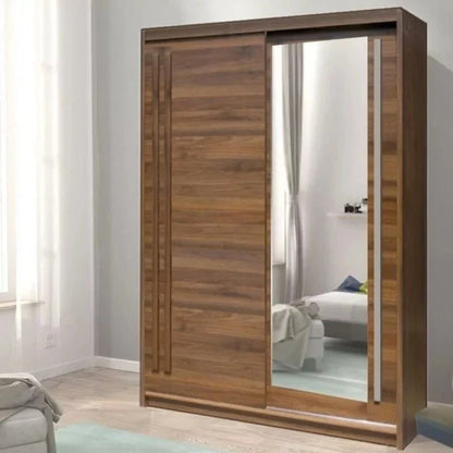 React Sliding Door Wardrobe 150cm - Walnut