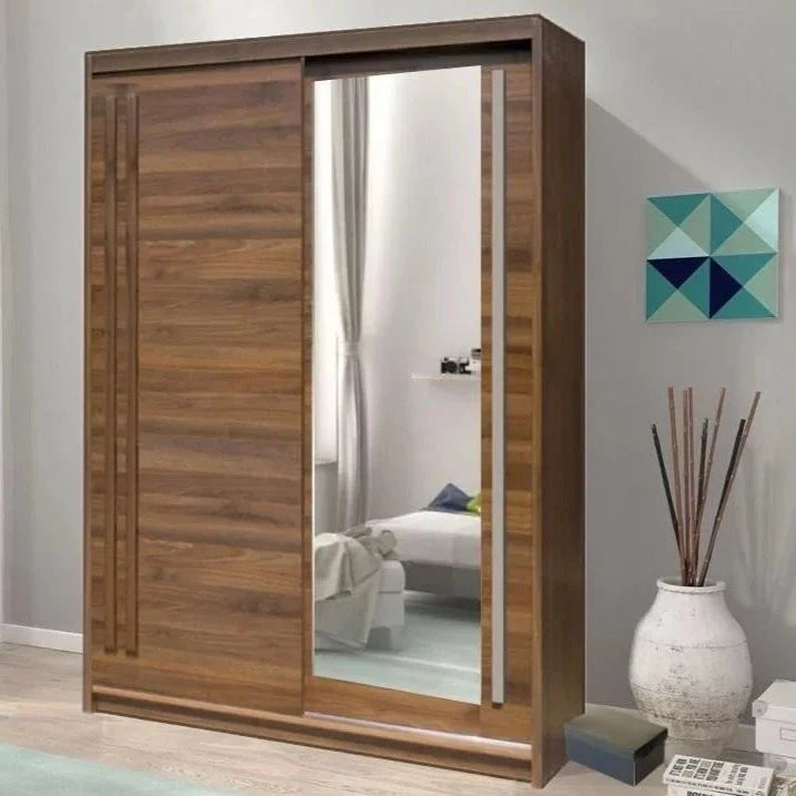 React Sliding Door Wardrobe 175cm - Walnut