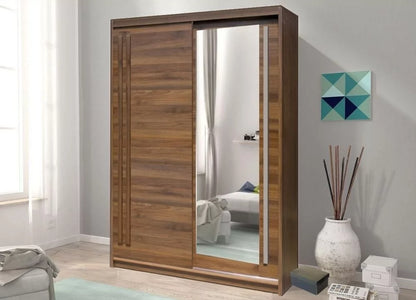 React Sliding Door Wardrobe 175cm - Walnut