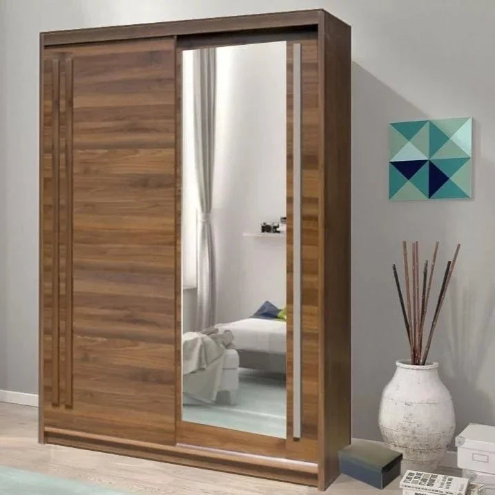 React Sliding Door Wardrobe 150cm - Walnut