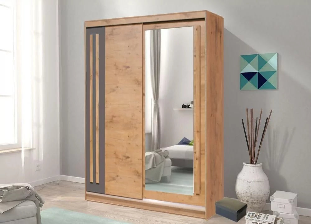 React Sliding Door Wardrobe 175cm - Oak Lancelot