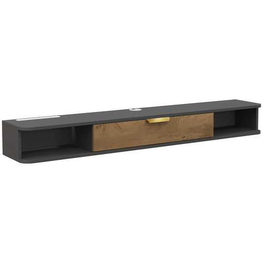 HOMCOM 140 cm Wiszący Stojak Pod TV Z Przechowalką - Antracytowy