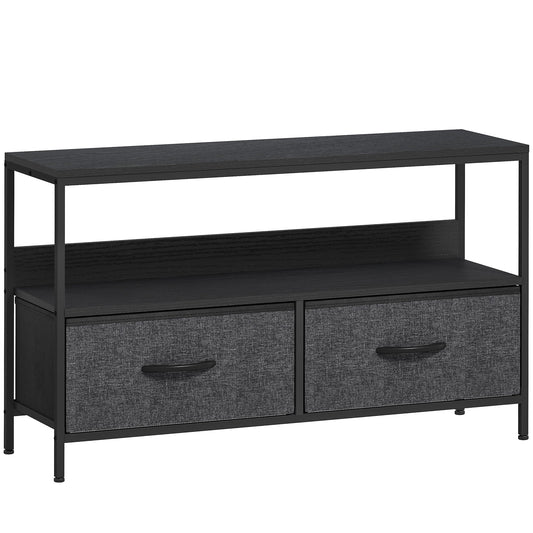HOMCOM TV Stand Cabinet with 2 Foldable Drawers - Black