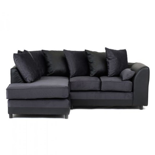 Dylan Velvet Corner Sofa - Dual Toned-Dark Grey