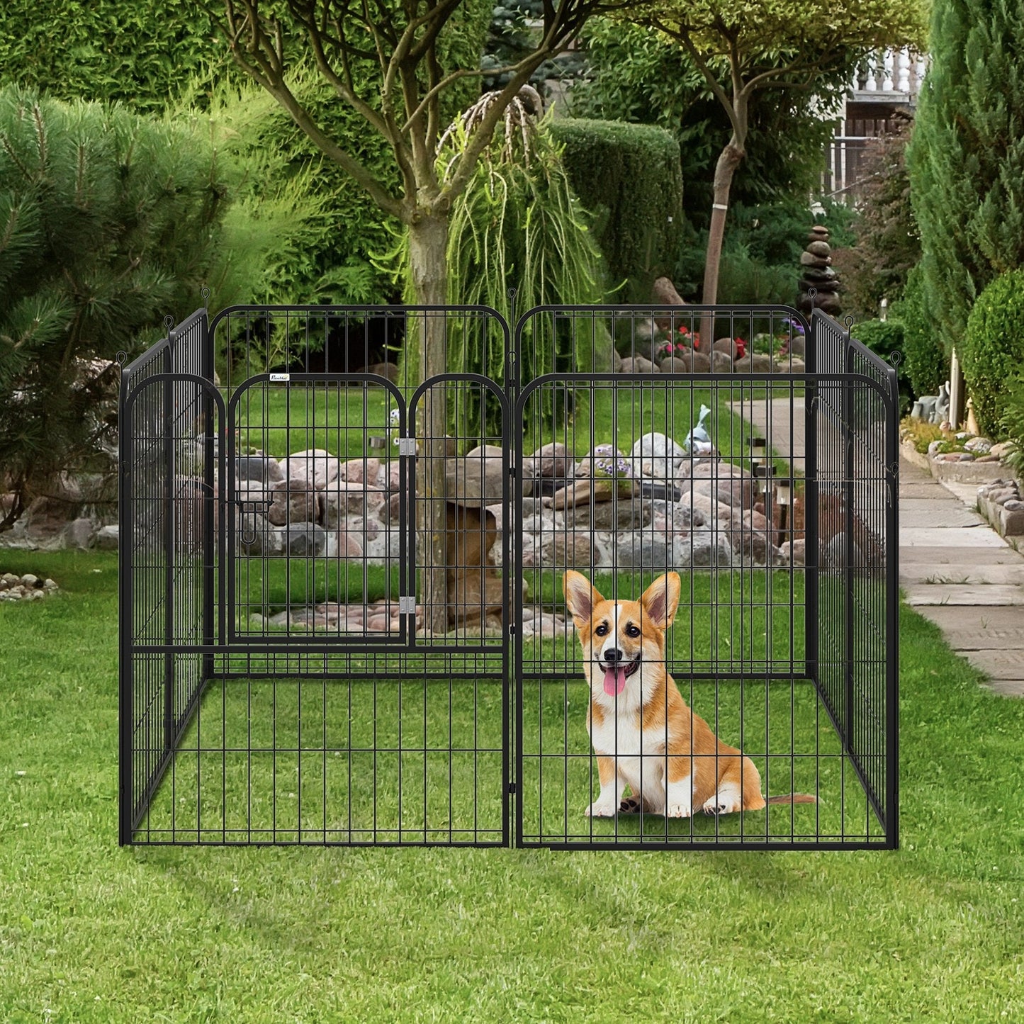 PawHut 4 Sizes Dog Pens Pet Puppy PlayPen Rabbit Puppy Cage Folding Run Fence Garden Metal Hutch