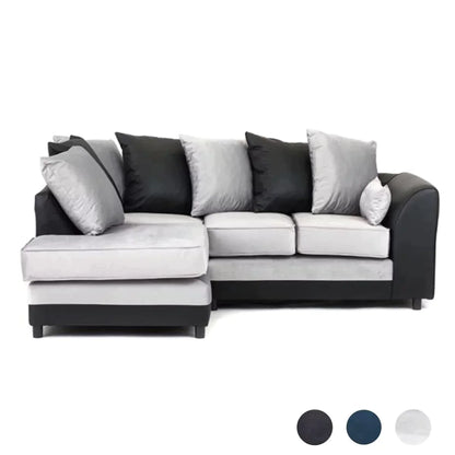 Dylan Velvet Corner Sofa - Dual Toned-Dark Blue