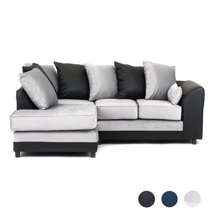 Dylan Velvet Corner Sofa - Dual Toned-Light Grey