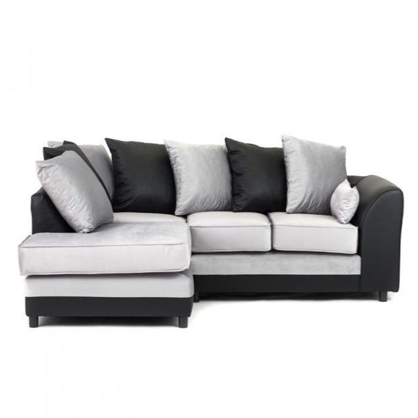 Dylan Velvet Corner Sofa - Dual Toned-Dark Grey