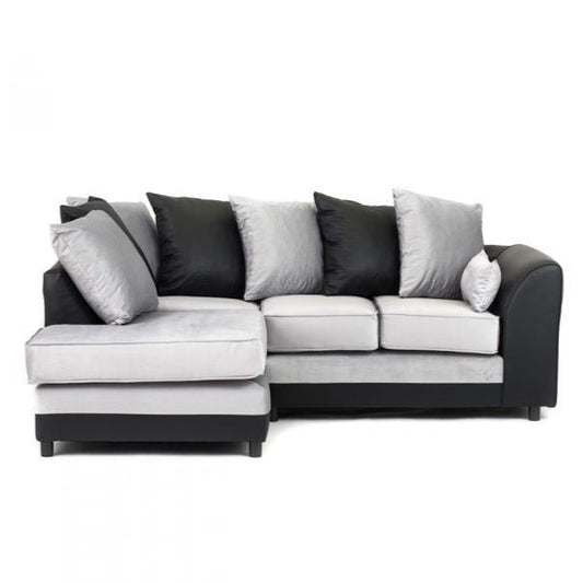 Dylan Velvet Corner Sofa - Dual Toned-Light Grey