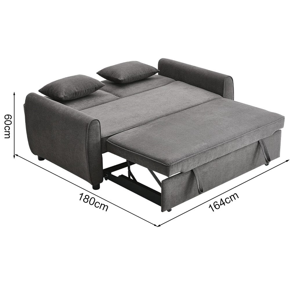 3 in 1 Grey Convertible Sofa Bed lounger 164cm Wide