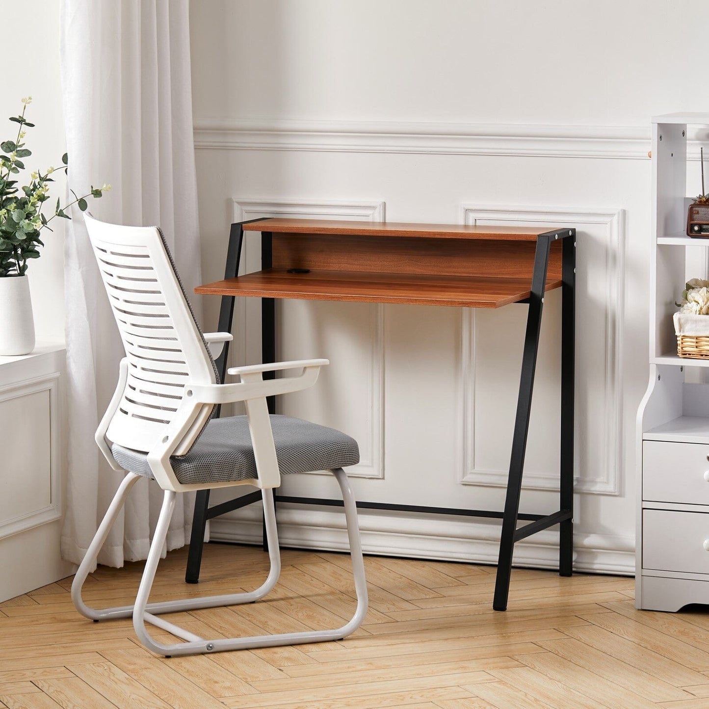 Modern Office Table Compact Wooden Computer Desk Laptop Burlywood