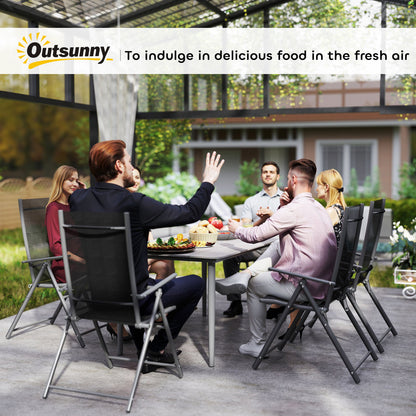 Stół ogrodowy Outsunny, stół do jadalni na zewnątrz dla 6 osób, 160 x 90 x 74 cm, z metalową ramą odporną na rdzę, blat z WPC, na balkon lub taras, jasnoszary