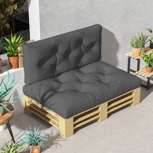 Outsunny Seat and Back Padded Pallet Cushion Set - Dark Grey