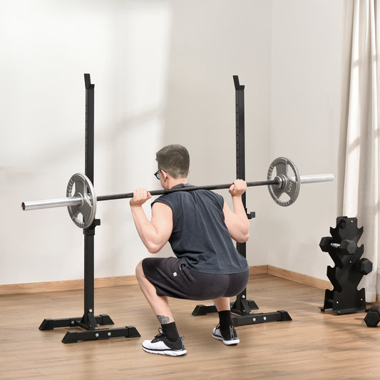 HOMCOM Adjustable Squat Rack, Weight Strength Training Bench Press Rack Weight Bench Supporter for Home Gym Exercise, Max Load 150kg, 124-154cm