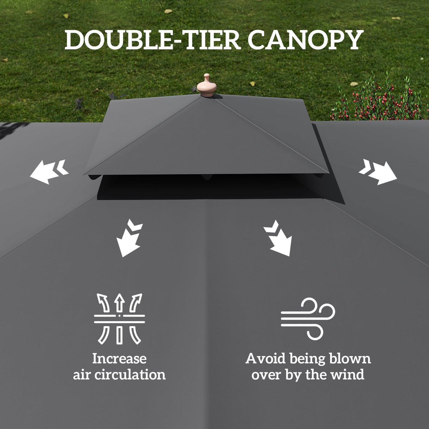 Outsunny 3 m Square Canopy Parasol - Black