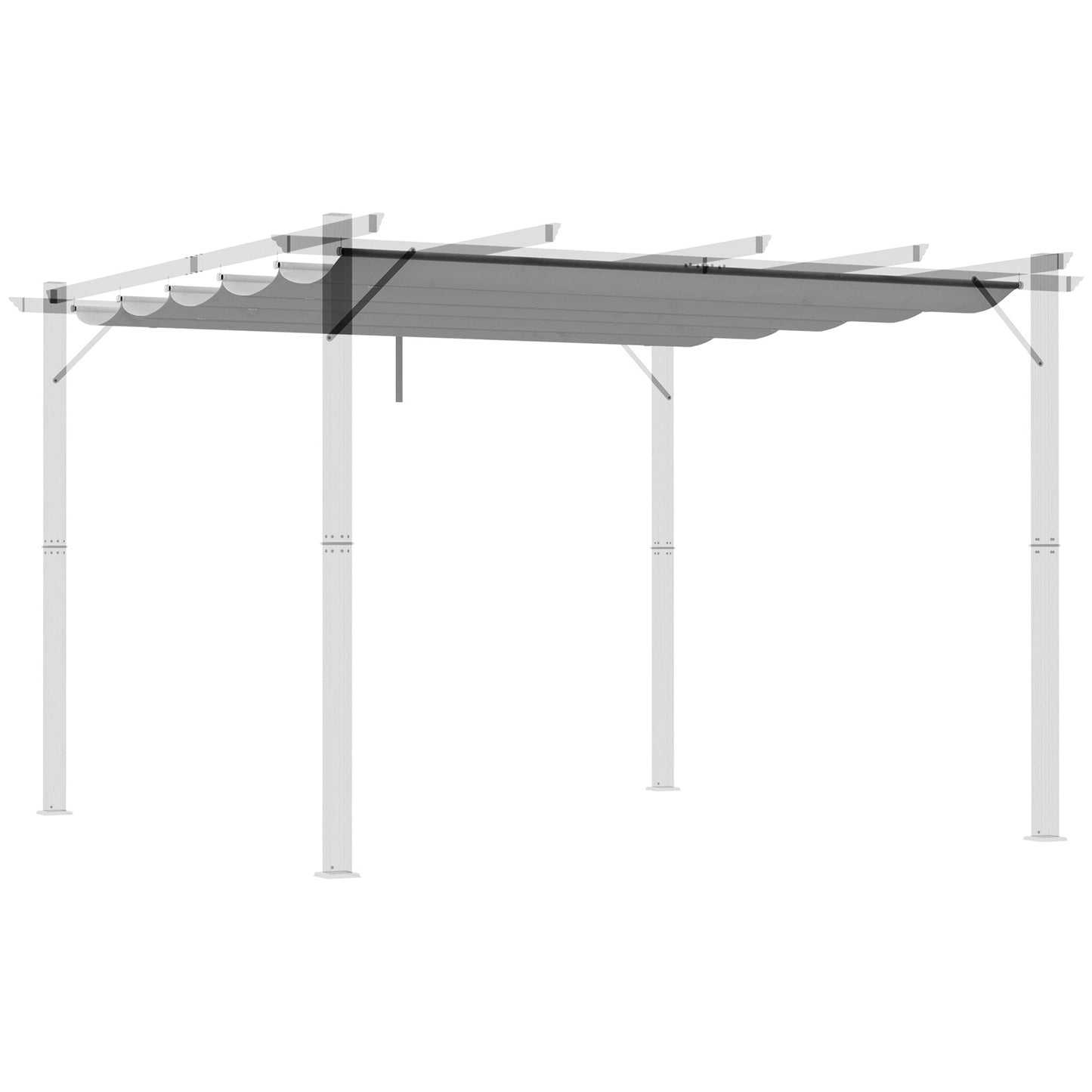 Outsunny Retractable Pergola Cover, 2.55 x 2.5 m Replacement Canopy Fabric for 3 x 3 m Frame, Roof Top Only, Light Grey