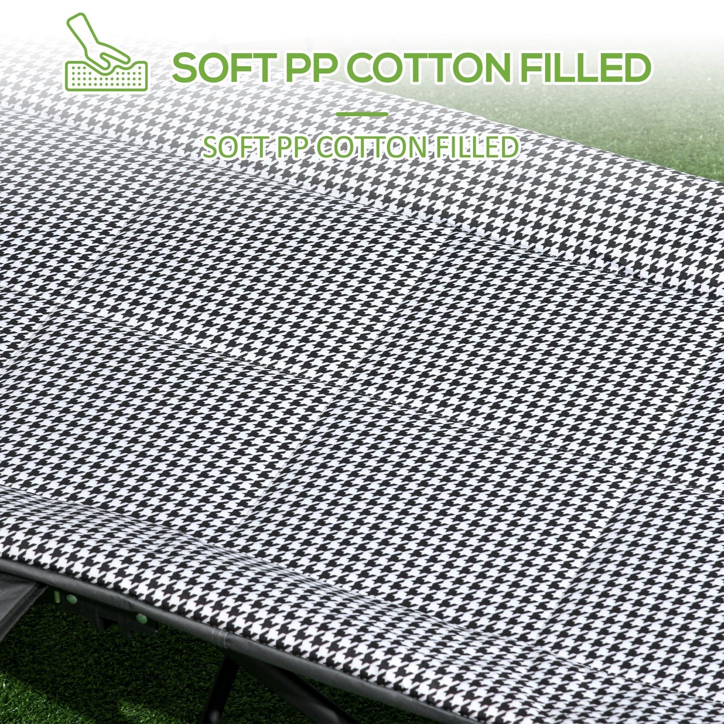 Outsunny Foldable Camp Bed, Padded Patio Camping Bed with Carry Bag, Magazine Bag and Cup Holder for Outdoor, Garden, Black