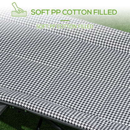 Outsunny Foldable Camp Bed, Padded Patio Camping Bed with Carry Bag, Magazine Bag and Cup Holder for Outdoor, Garden, Black