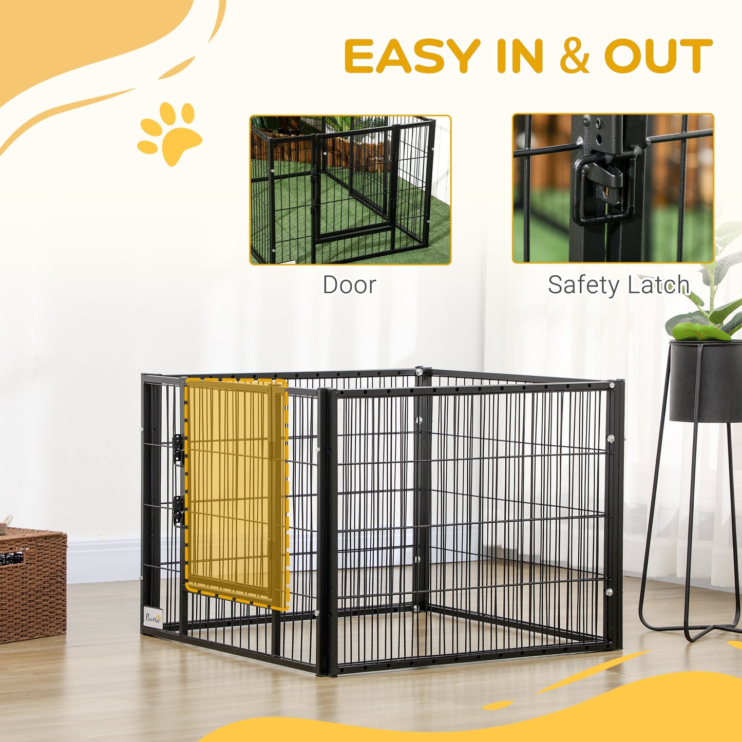 PawHut 82.5-150 x 61cm Heavy Duty Pet Playpen, 6 Panel Exercise Pen for Dogs, with Adjustable Length, for Indoors and Outdoors, Small Dogs