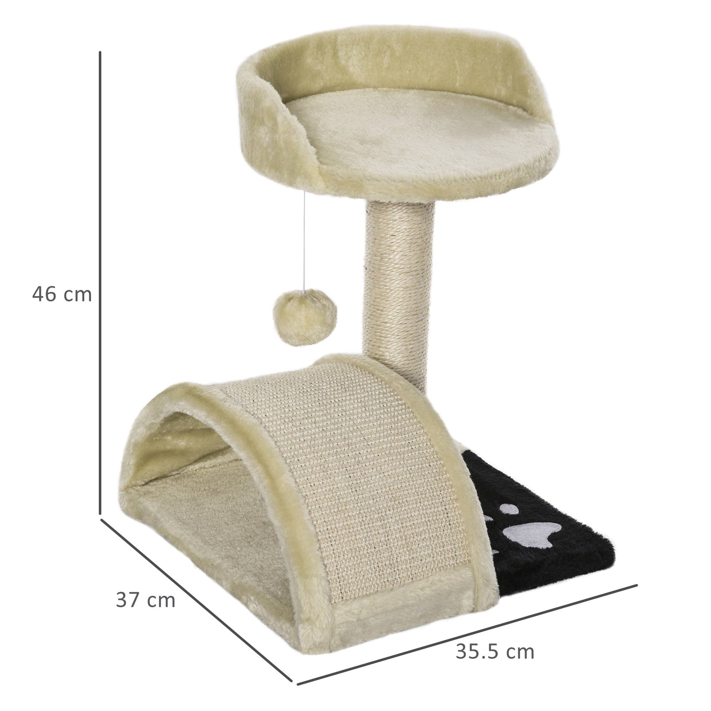 PawHut Cat Tree Cat Scratching Post Scratching Scratcher Post Kitten Activity Centre Climber Hanging Ball Beige