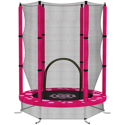 AIYAPLAY 4.6ft Toddler Trampoline w/ Safety Enclosure Net, for Indoor Outdoor Use, Ages 3-6 Years, Pink