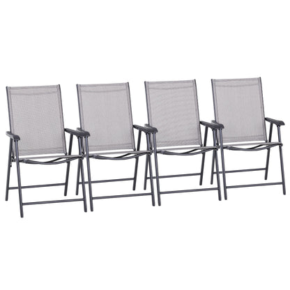 Outsunny Set of Four Folding Garden Chairs - Grey