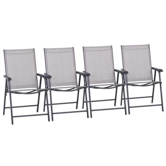 Outsunny Set of Four Folding Garden Chairs - Grey