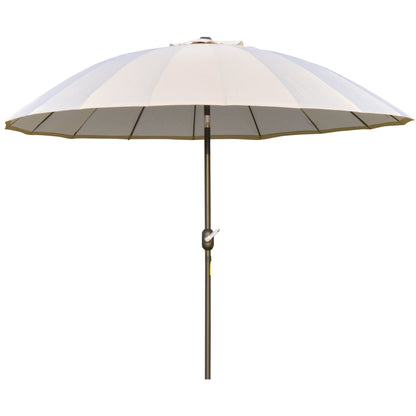 Outsunny Ф255cm Patio Parasol Umbrella Outdoor Market Table Parasol with Push Button Tilt Crank and Sturdy Ribs for Garden Lawn Backyard Pool White