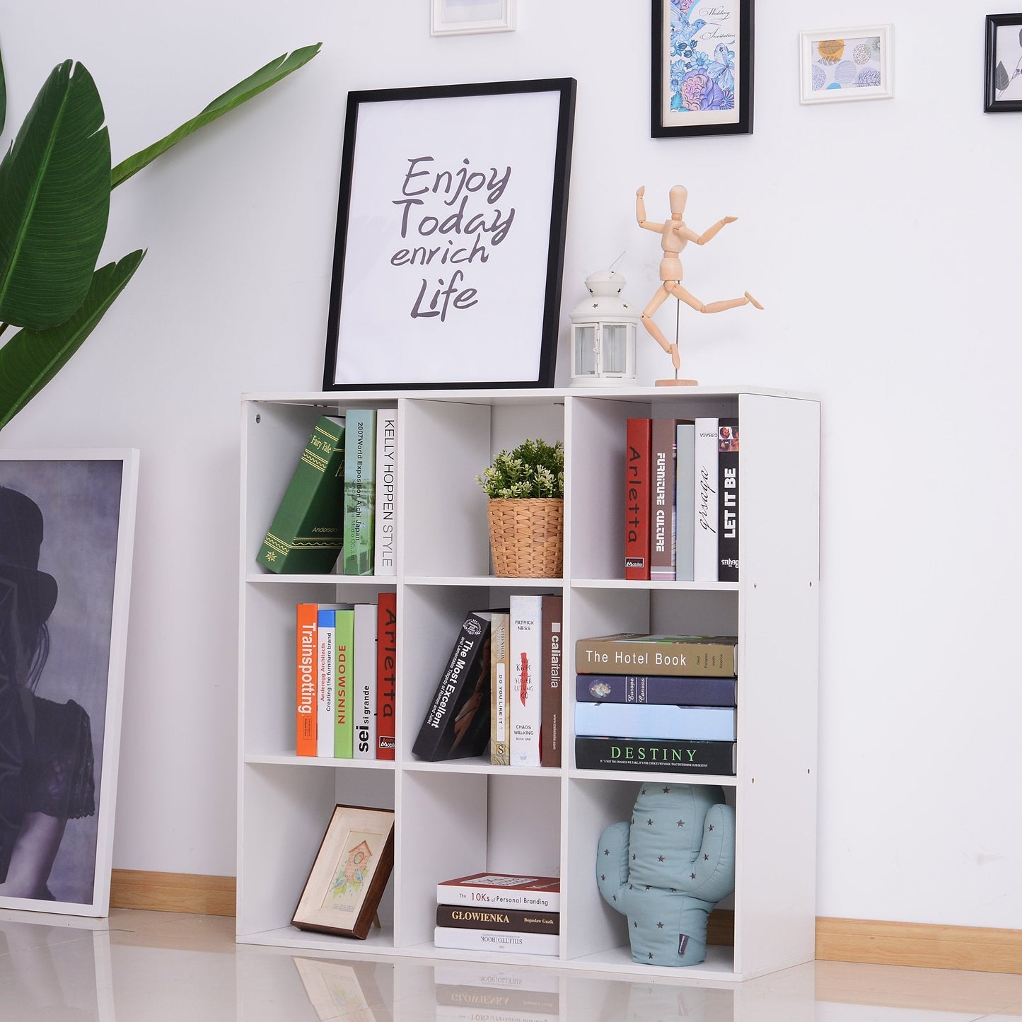 Wooden 9 Cube Storage Unit w/3 Tier Shelves Organiser Display Rack Living Room Bedroom Furniture - White