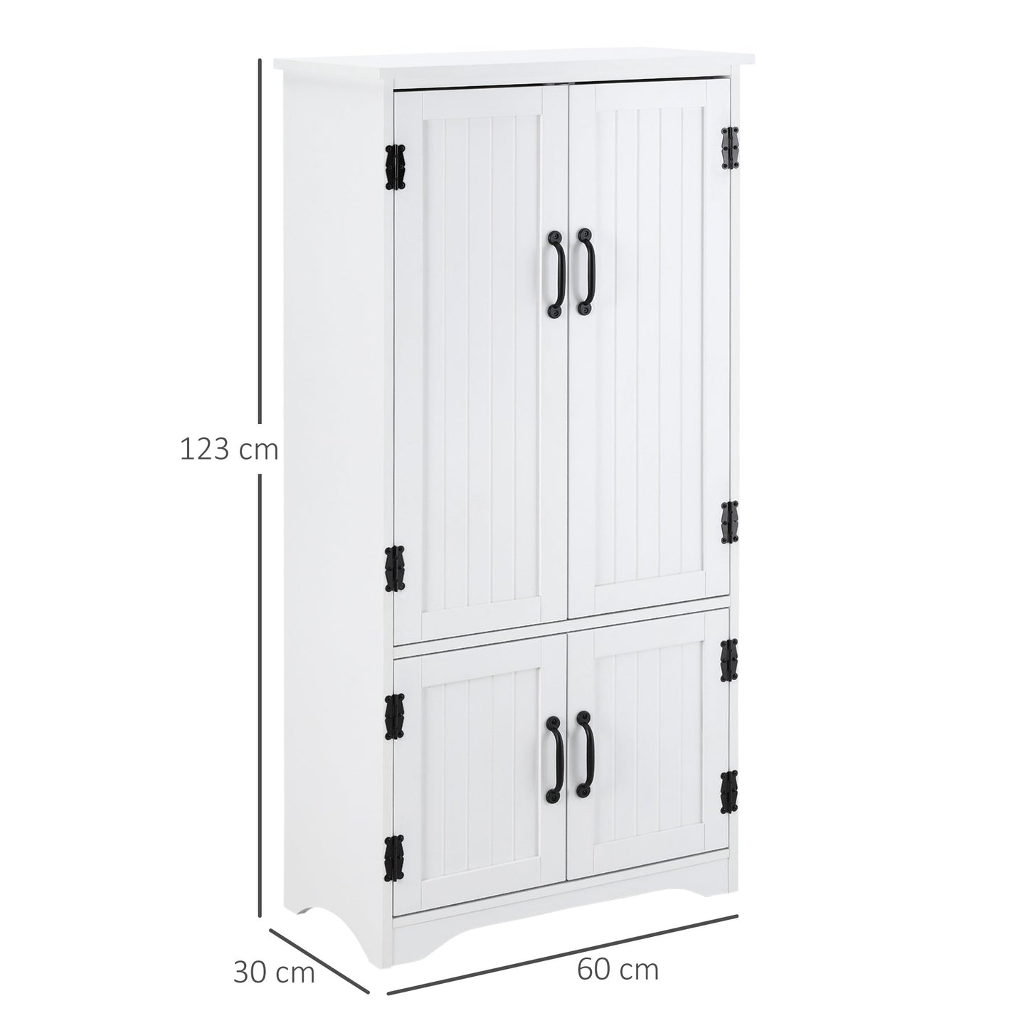 HOMCOM Accent Floor Storage Cabinet Kitchen Cupboard with Adjustable Shelves and 2 Lower Doors, White