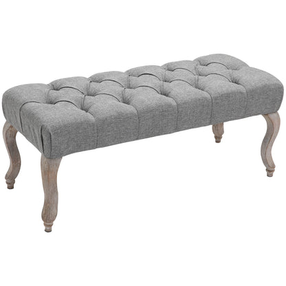 Retro Style Tufted Upholstered Accent Bench Window Seat Bed End Stool Fabric Ottoman for Living Room, Bedroom, Hallway