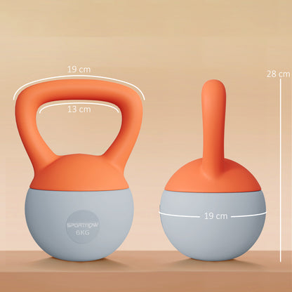 SPORTNOW 6KG Soft Kettlebell with Non-Slip Handle, for Home Gym, Weight Lifting, Strength Training, Orange/Grey