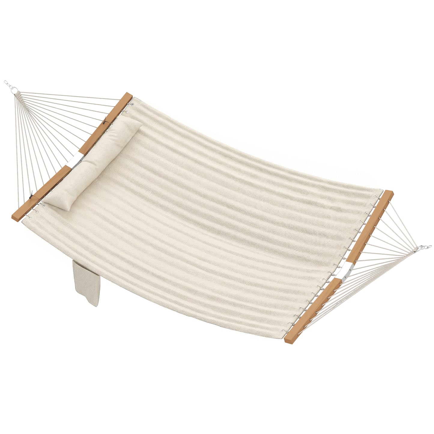 Outsunny Double Hammock 2 Person Swing Bed with Spreader Bars, Pillows, Pad, 200 x 140cm, Cream White