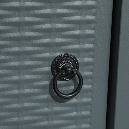 Stół ogniowy Outsunny Rattan-style na gaz propanowy z palnikiem 40 000 BTU, kwadratowy bezdymny podgrzewacz tarasowy z termoparą, skałami lawowymi, wodoodporną osłoną, osłoną przeciwiskrową i pokrywą, szary