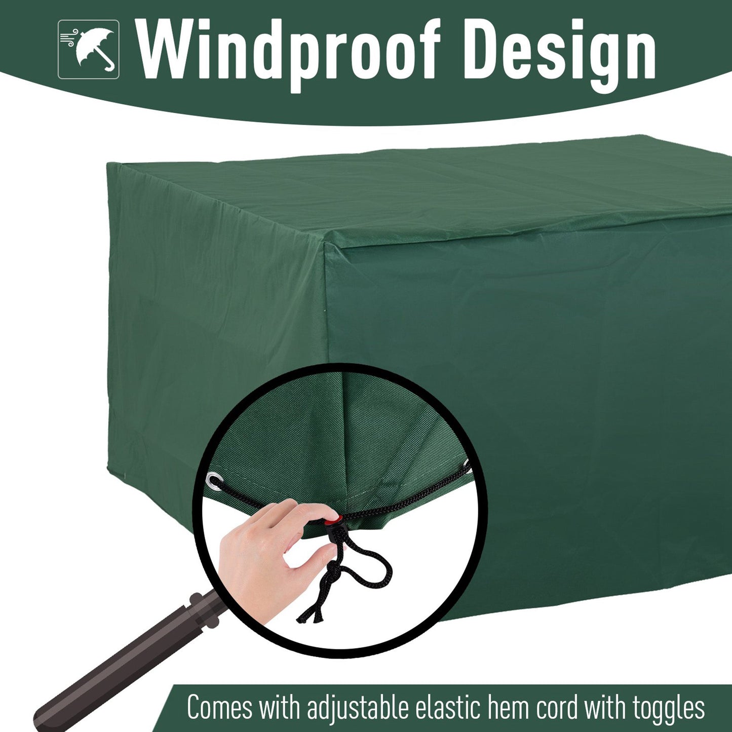 Outsunny 600D Oxford Patio Set Cover Outdoor Garden Rattan Furniture Protection Cover Protector Waterproof Anti-UV, Green, 135 x 135 x 75cm