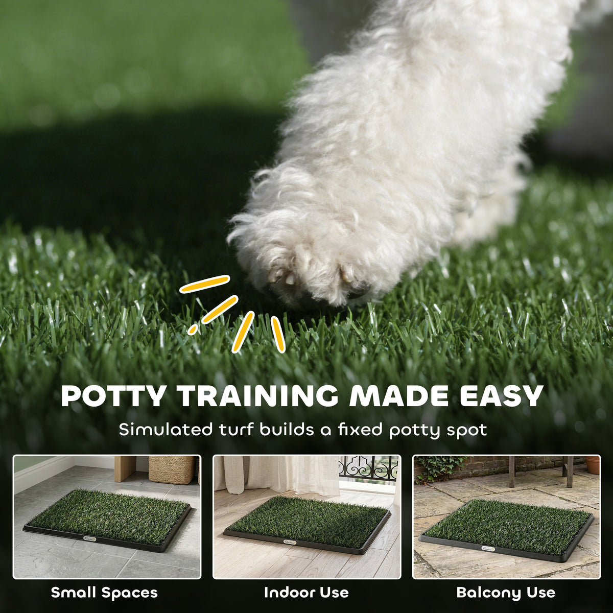PawHut Dog Grass Pee Pad with Tray, Dog Toilet Tray with 2 Artificial Grass Mats, Portable Puppy Training Toilet