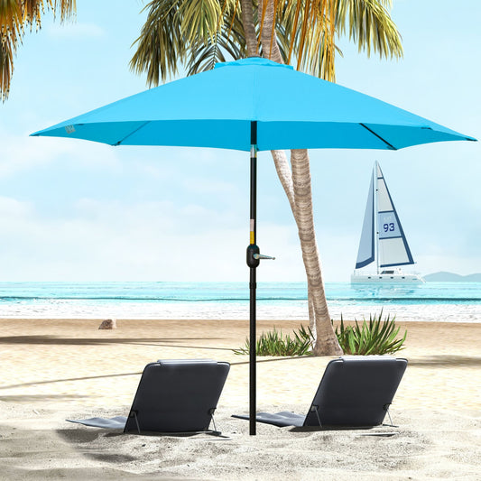 Outsunny 2.6M Parasol tarasowy, parasol przeciwsłoneczny, baldachim z korbą, 8 żeber, rama aluminiowa, niebieski