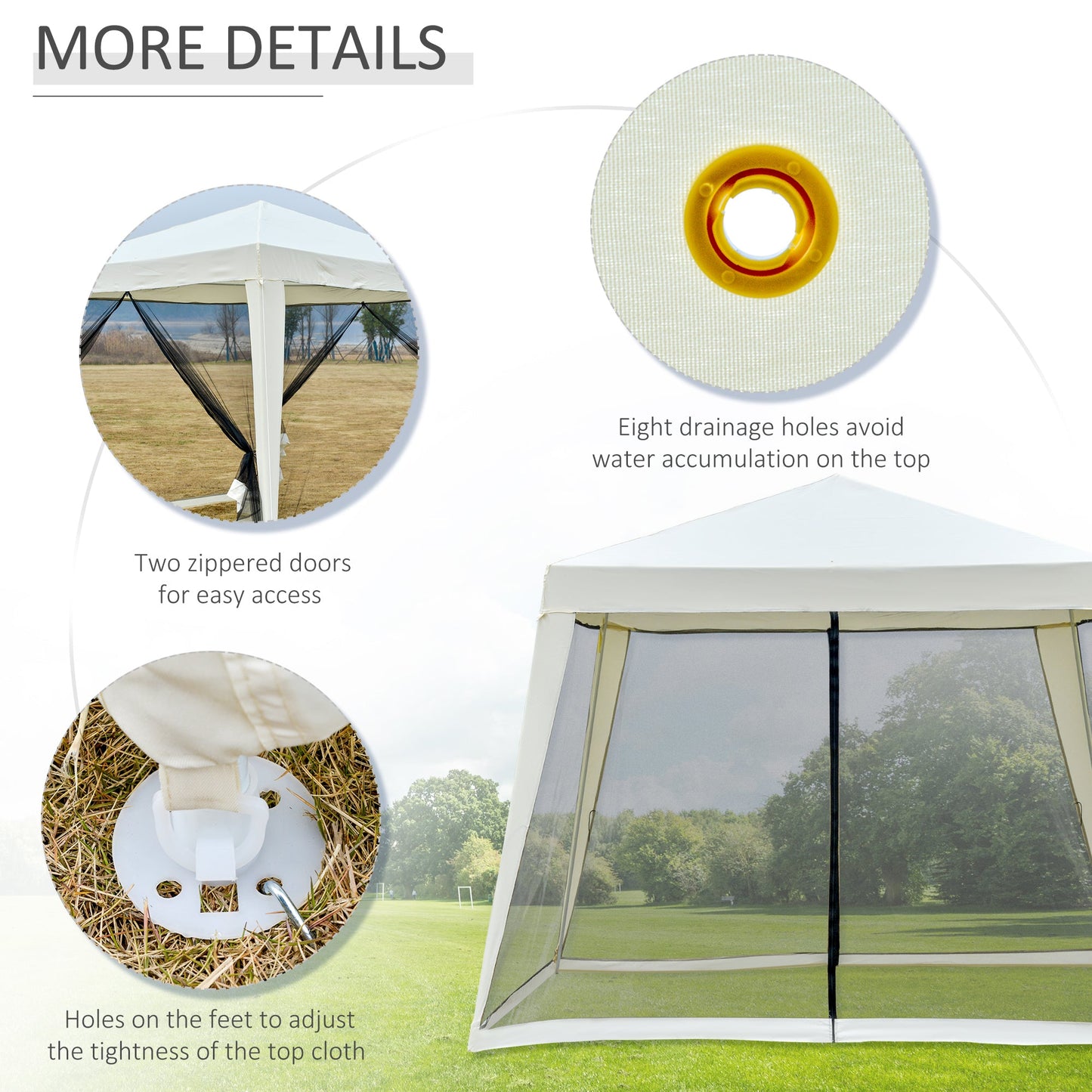 Outsunny 3 x 3 meter Outdoor Gazebo Garden Canopy Tent Sun Shade Event Shelter with Mesh Screen Side Walls, White