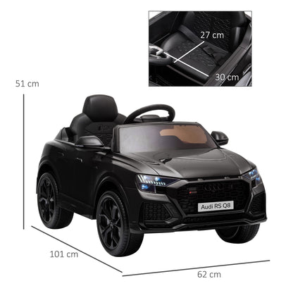 HOMCOM Audi RS Q8 Licensed 6V Kids Electric Ride On Car Toy Car with Remote Control Music Lights USB MP3 for 3-5 Years Old Black