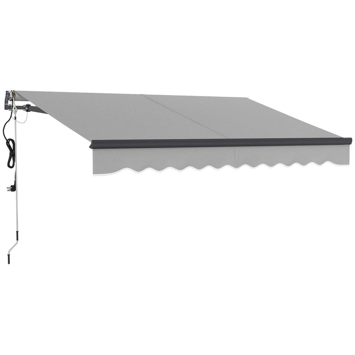 Outsunny 3 x 2.5m Electric Awning with Remote Controller, Aluminium Frame DIY Retractable Awning, UV30+ Sun Shade Canopy for Garden Patio Deck Door Window, Light Grey