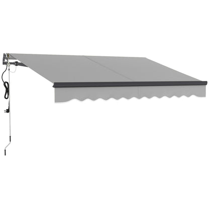Outsunny 3 x 2.5m Electric Awning with Remote Controller, Aluminium Frame DIY Retractable Awning, UV30+ Sun Shade Canopy for Garden Patio Deck Door Window, Light Grey
