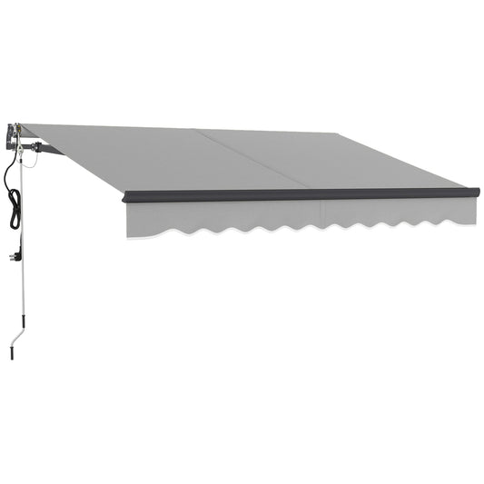 Outsunny 3 x 2.5m Electric Awning with Remote Controller, Aluminium Frame DIY Retractable Awning, UV30+ Sun Shade Canopy for Garden Patio Deck Door Window, Light Grey